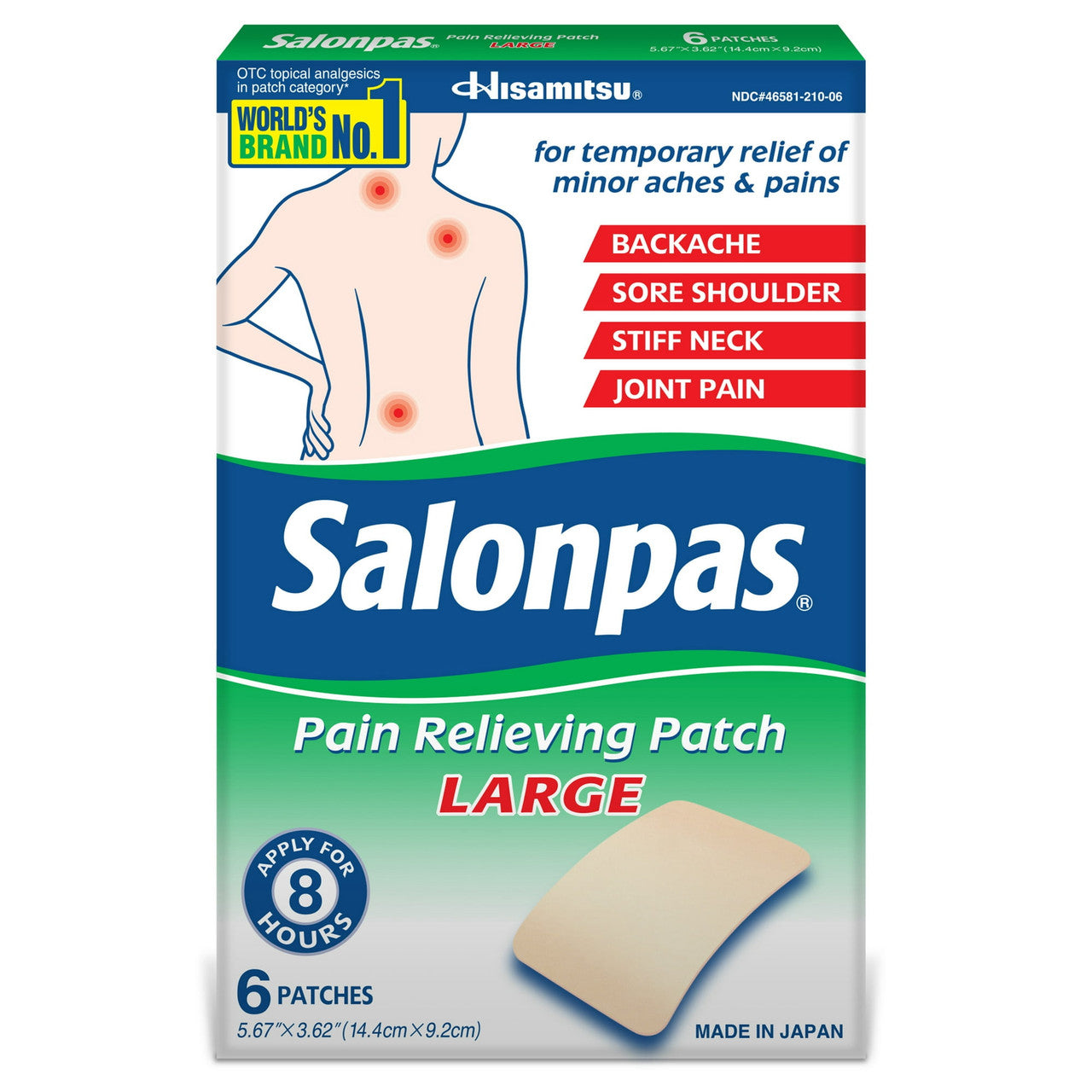 Salonpas Pain Relief Patch Large, 6 Ea